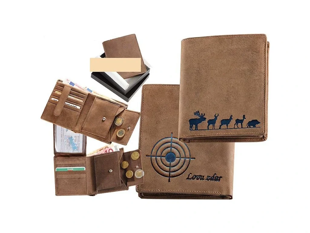 Poľovnícka koženná peňaženka 17 - Lovu zdar!