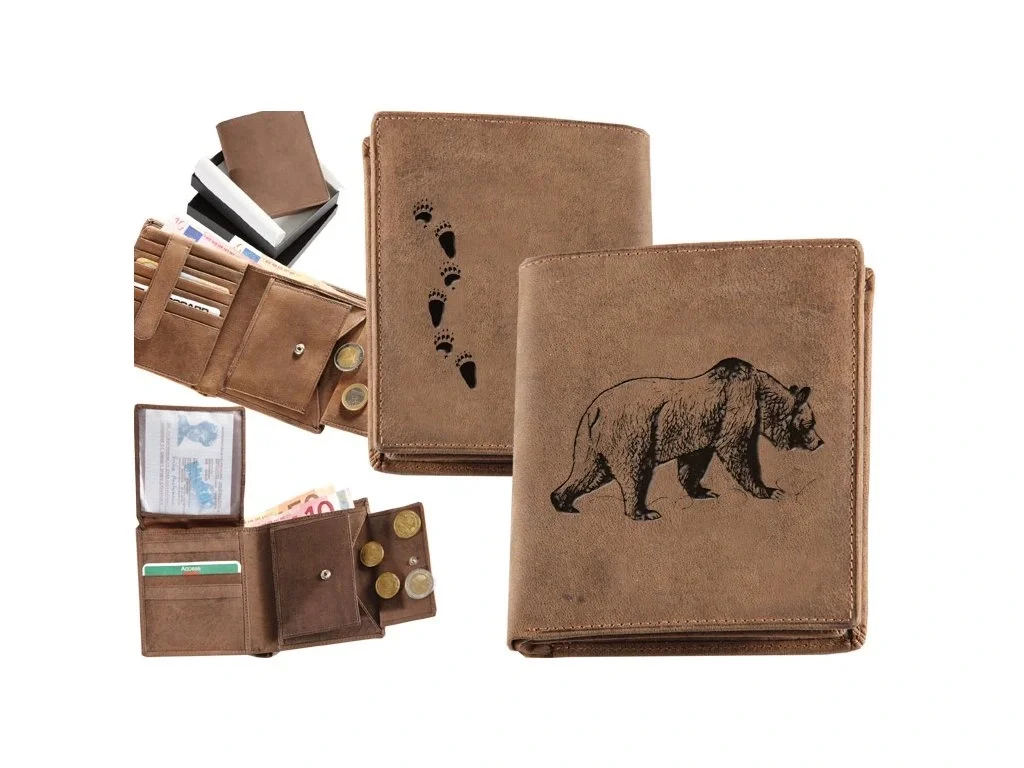 Poľovnícka koženná peňaženka 17 - Medveď