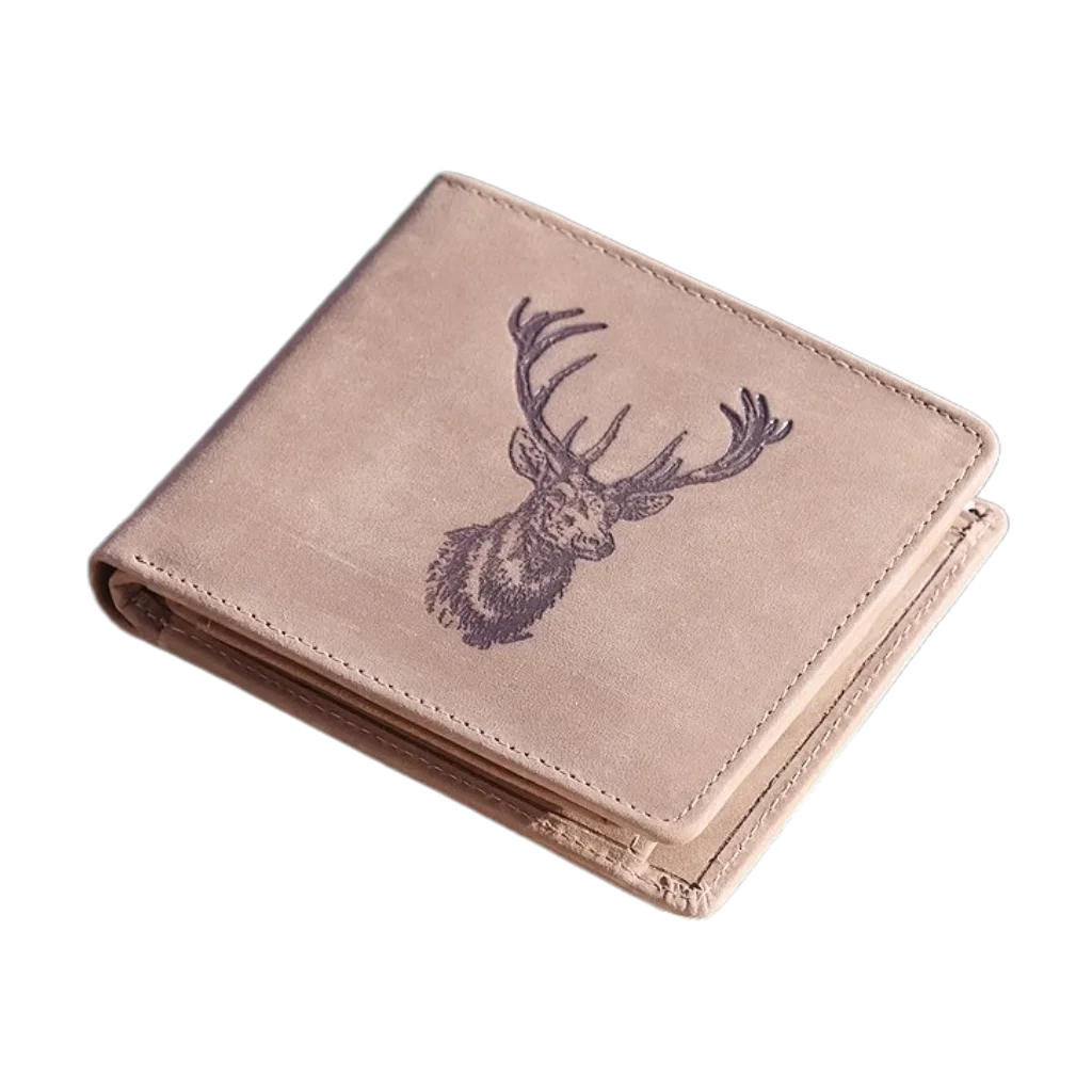 Poľovnícka koženná peňaženka 40 - hlava jeleňa