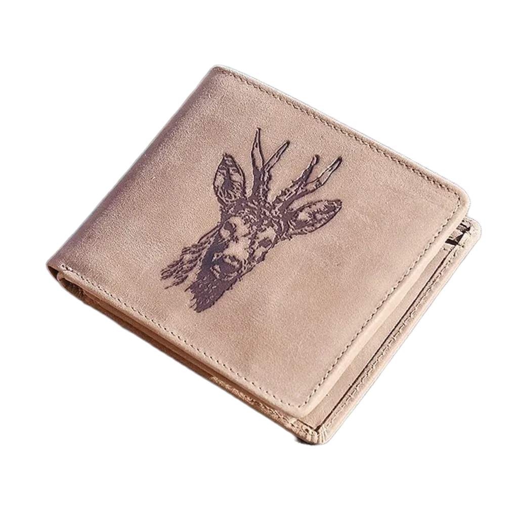 Poľovnícka koženná peňaženka 40 - hlava srnec
