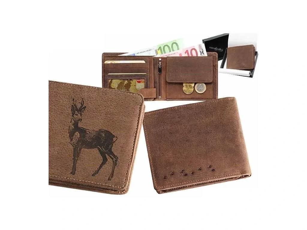 Poľovnícka koženná peňaženka 40 - srnec