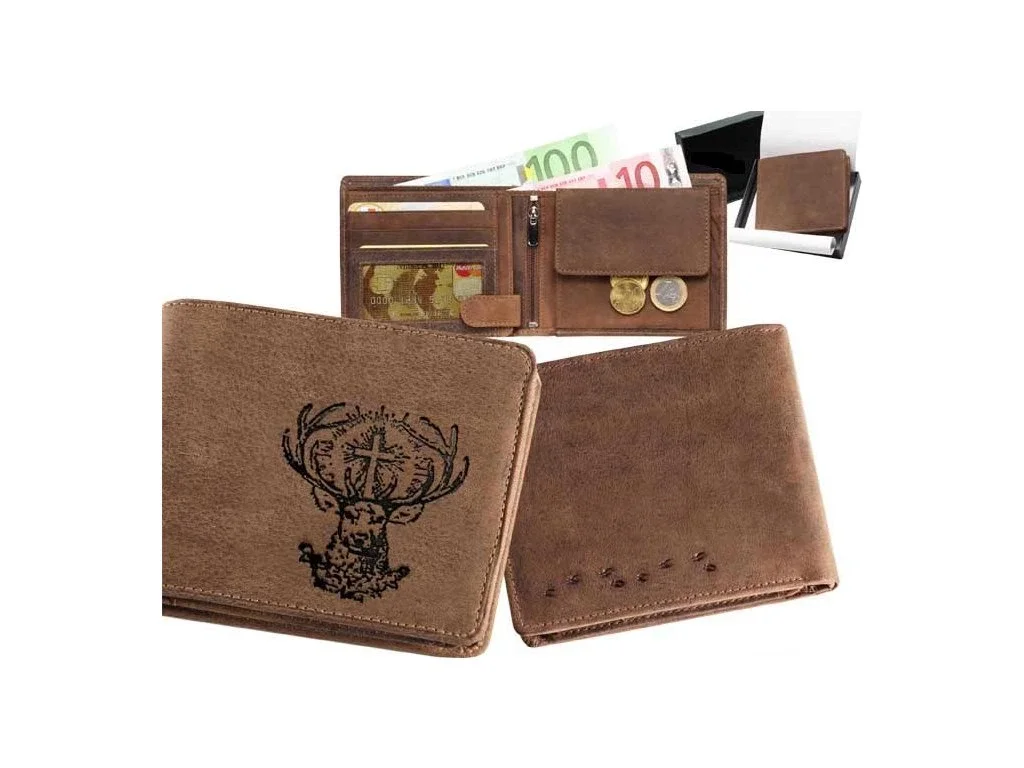 Poľovnícka koženná peňaženka 40 - Sv. Hubert